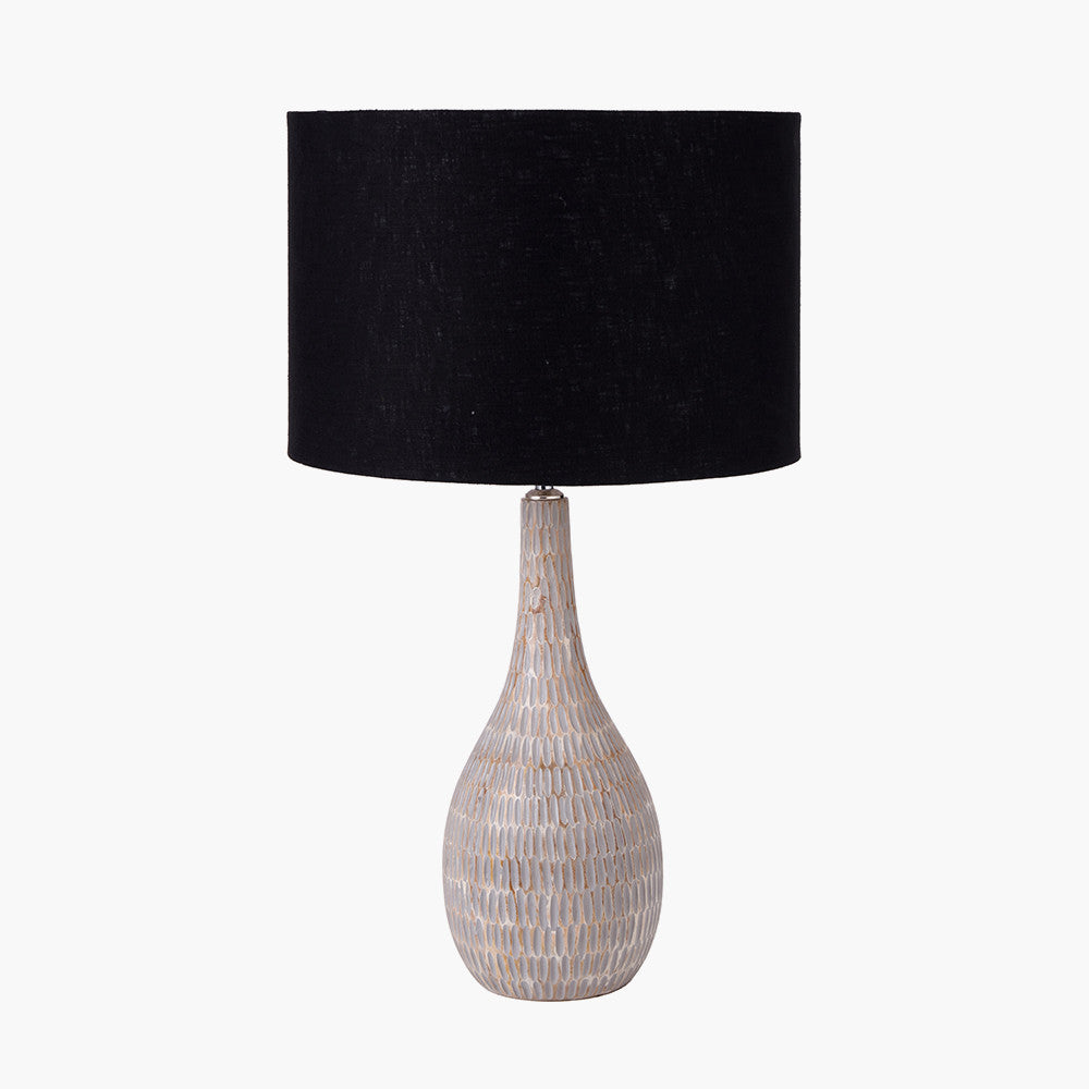 Ioan Grey Engraved Wood Bottle Table Lamp - Base Only